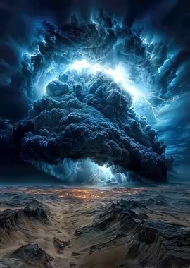 Dramatic Storm Cloud Over Cityscape