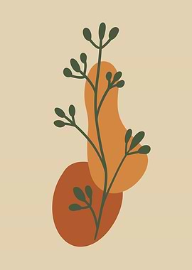Minimalist Plant Illustration with Abstract Shapes