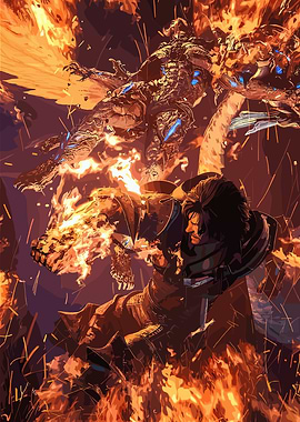 Fiery Battle: Man vs. Armored Creature