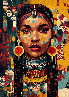 African Woman Portrait with Tribal Jewelry