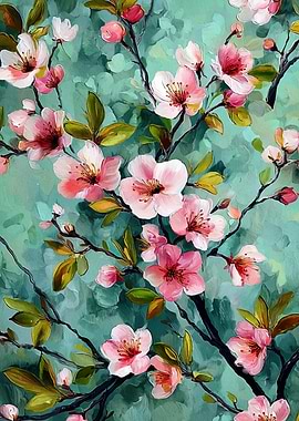 Pink Cherry Blossoms Painting