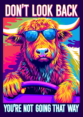 Cool Highland Cow Driving Art