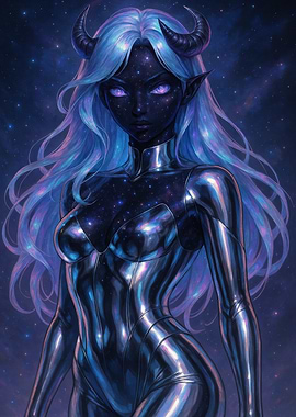 Cosmic Demon Girl Digital Art