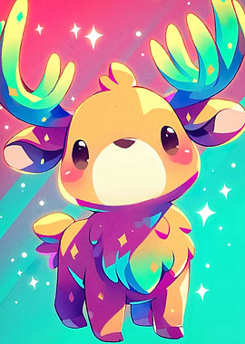 Cartoon Reindeer Colorful