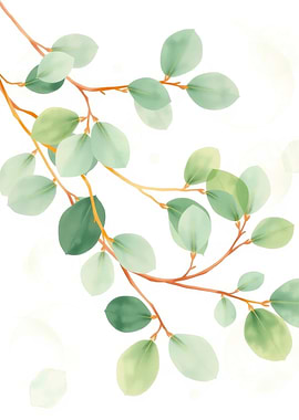 Watercolor Eucalyptus Branch Illustration