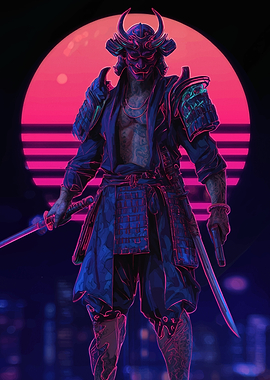 Cyberpunk Samurai with Neon Accents