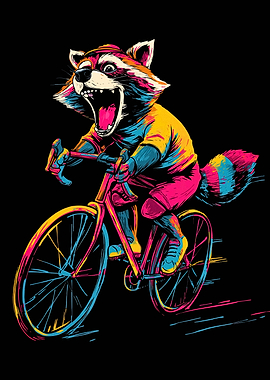 Raccoon on a bicycle
