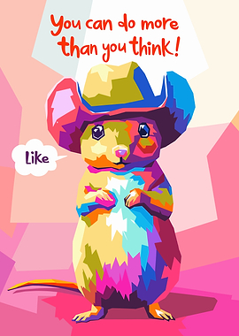 Colorful Mouse with Cowboy Hat