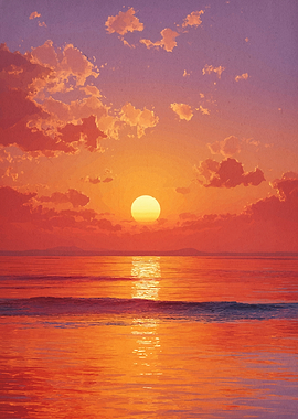 Vibrant Sunset Over the Ocean