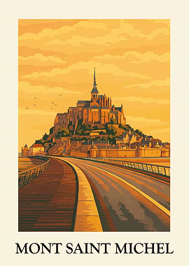 Mont Saint Michel Travel Poster