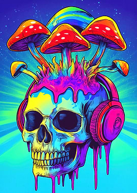 Skull Mushrooms Headphones