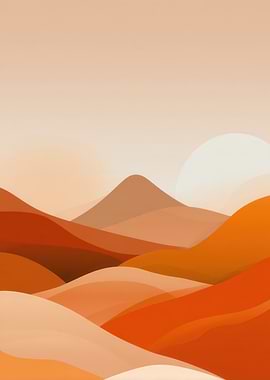 Abstract Desert Landscape with Rising Sun