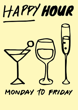 Happy Hour Drinks Illustration