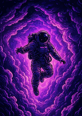 Astronaut in Purple Nebula