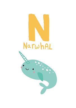 Narwhal Alphabet Illustration