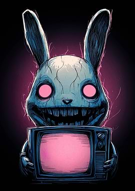 Creepy Bunny with TV