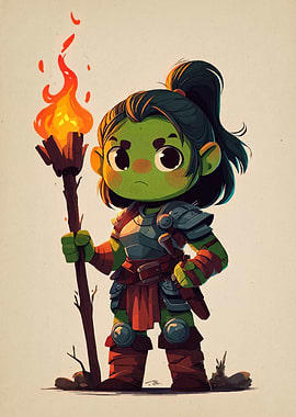 Cartoon Orc with Torch