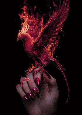 Phoenix on Hand with Fire