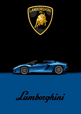 Blue Lamborghini Aventador Roadster