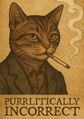 Purrlitically Incorrect Smoking Cat Portrait