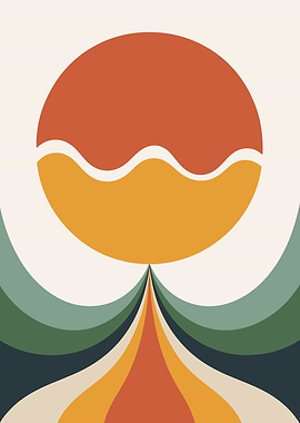 Retro Sunset Abstract Art Print