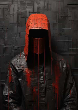 Red Hooded Figure in Dark