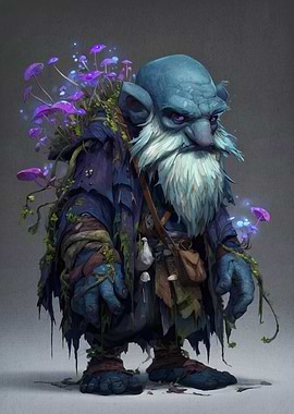 Blue Goblin with Mushrooms