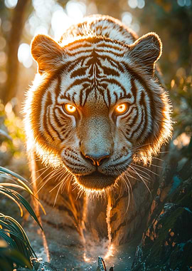 Glowing-Eyed Tiger in the Jungle