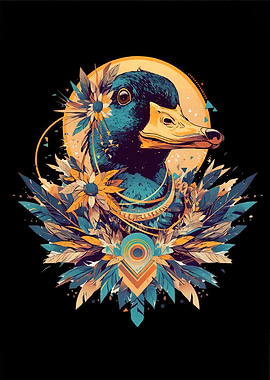 Duck Portrait Floral