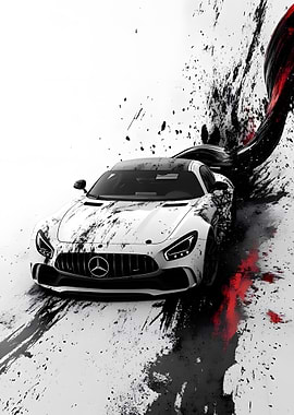 Super car with Abstract Splatter