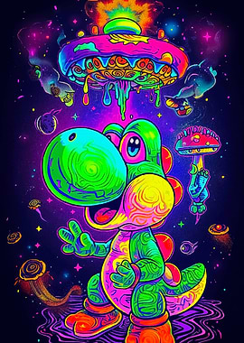 Psychedelic Yoshi in Space
