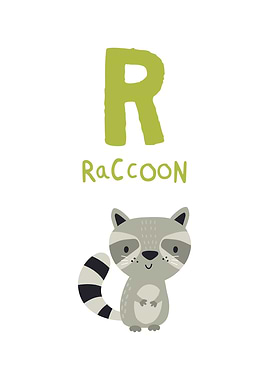 R is for Raccoon Illustration