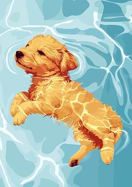 Golden Retriever Puppy Swimming