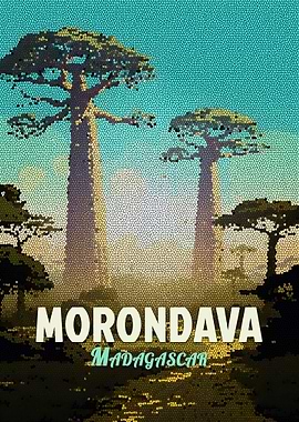 Morondava Madagascar Mosaic Metal Poster