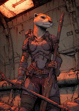 Anthropomorphic Otter Warrior in Armor