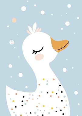 Cute Goose Illustration on Blue Background