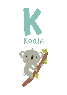 Koala Illustration with Letter K