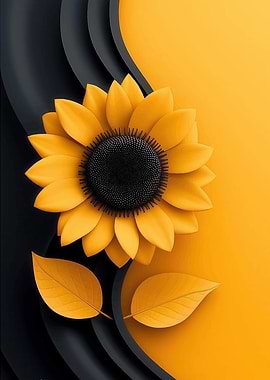 Elegant Sunflower Art with Black Accents