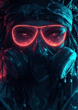 Cyberpunk Woman with Gas Mask