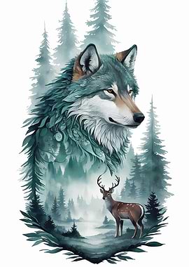 Wolf and Deer Forest