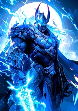 Blue Armored Warrior with Sword