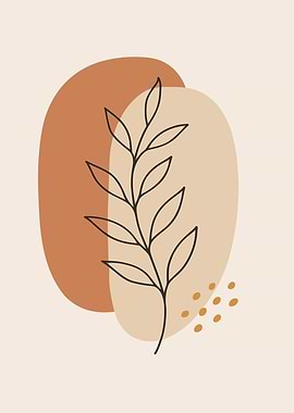 Abstract Botanical Illustration with Earth Tones