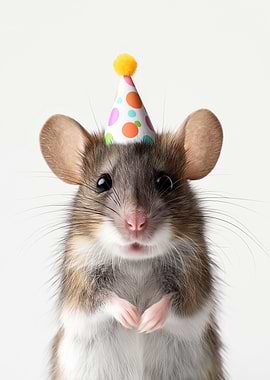 Party Mouse with Birthday Hat
