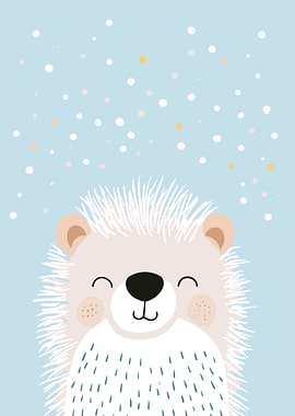 Cute Hedgehog Illustration on Blue Background