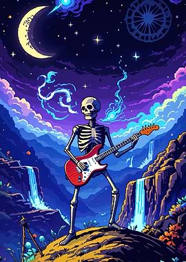 Skeleton Guitarist Landscape