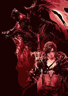 Warrior with Sword and Dragon