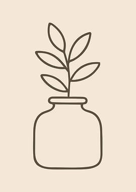 Minimalist Plant in Vase Illustration