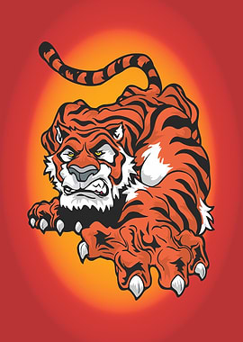 Cartoon Tiger Ready to Pounce