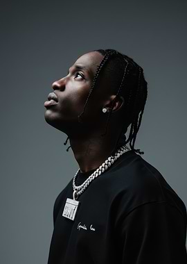 Travis Scott portrait looking up