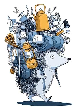 Hedgehog with Camping Gear